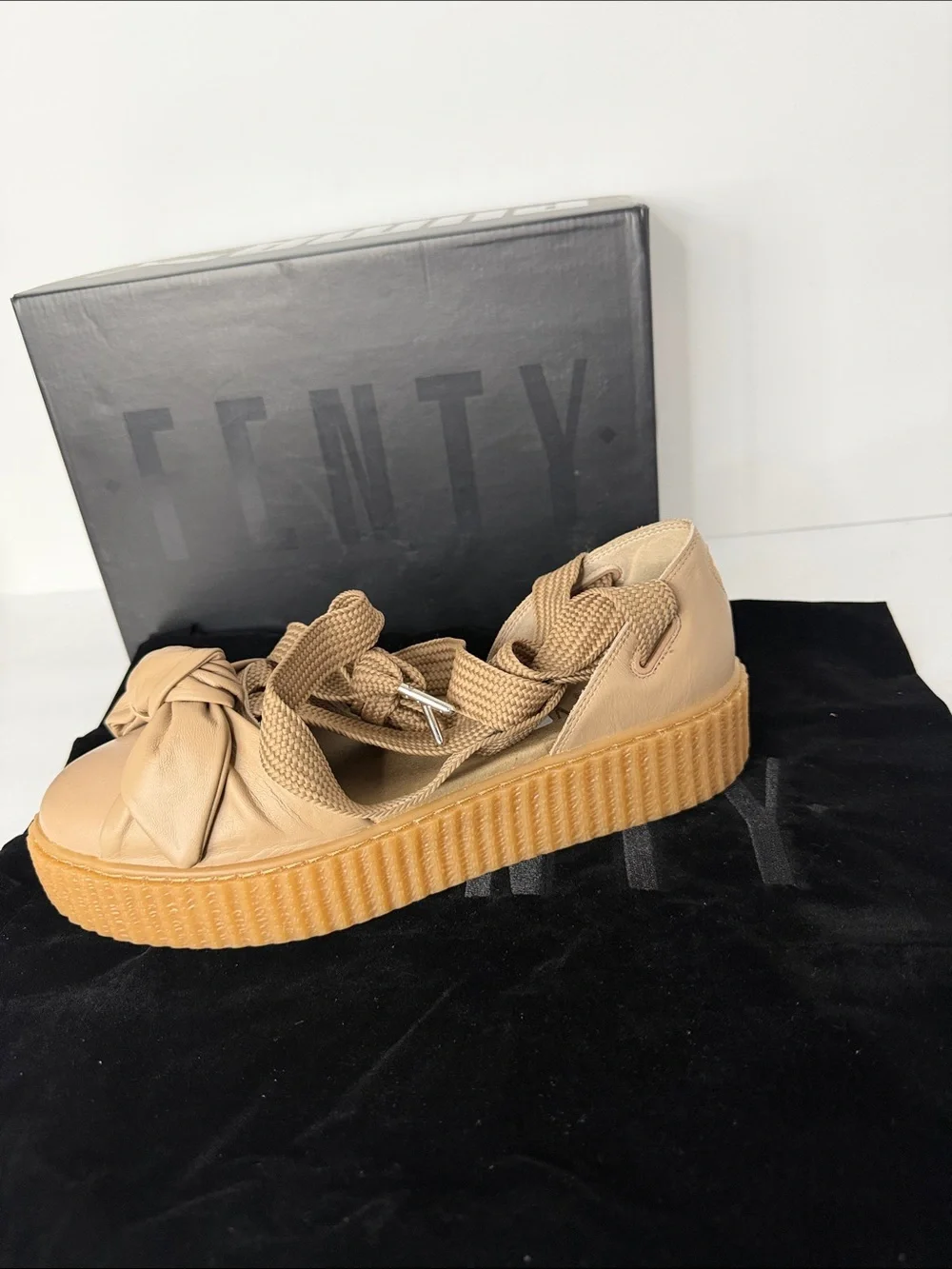 Rhianna Fenty Women’s Tan Platform Knot Espadrille
